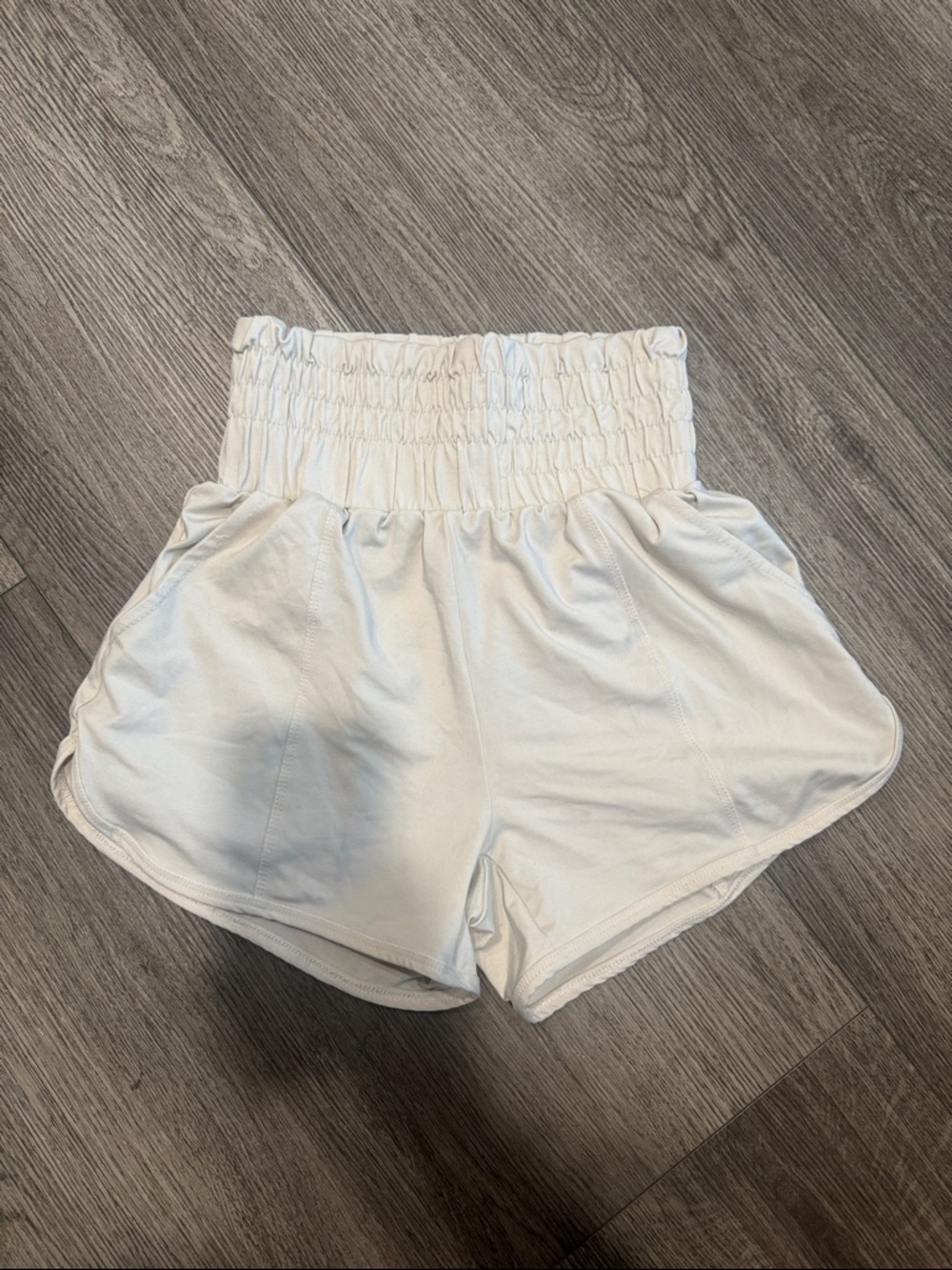 Five the Label Girls' White Athletic Dance Shorts with Smocked Waist